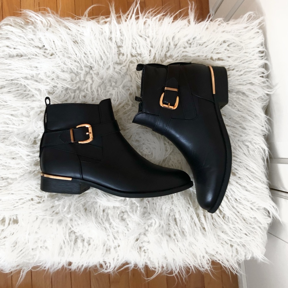 BLACK BOOTIES with Gold Buckle